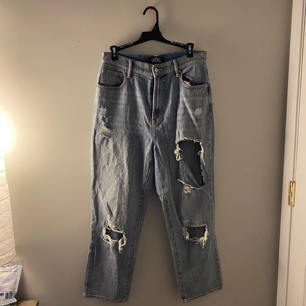 distressed mom jeans cropped ankle